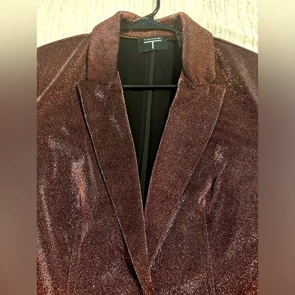 Tahari Bronze Shine One-Button Blazer - Picture 12 of 13